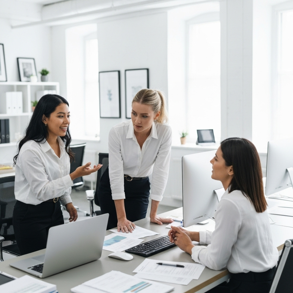 Two people working together at a laptop